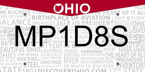 MP1D8S Ohio License Plate