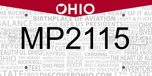 MP2115 Ohio License Plate