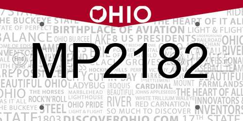 MP2182 Ohio License Plate