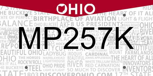 MP257K Ohio License Plate