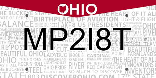 MP2I8T Ohio License Plate