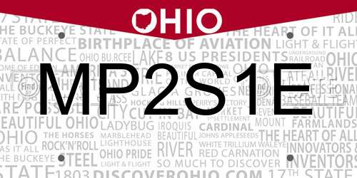 MP2S1E Ohio License Plate
