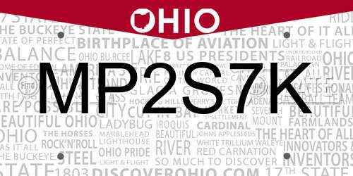 MP2S7K Ohio License Plate