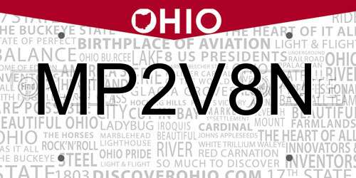 MP2V8N Ohio License Plate