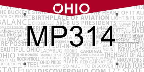 MP314 Ohio License Plate