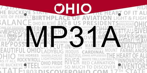 MP31A Ohio License Plate