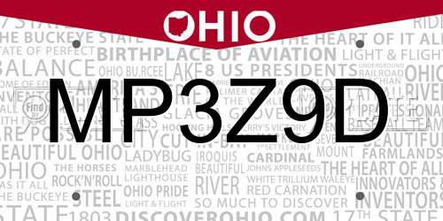MP3Z9D Ohio License Plate