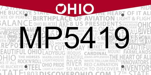 MP5419 Ohio License Plate