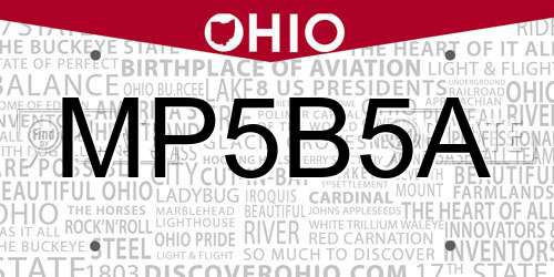MP5B5A Ohio License Plate