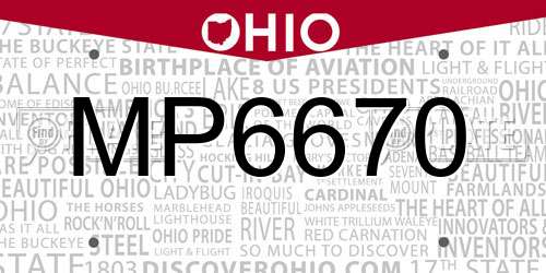 MP6670 Ohio License Plate