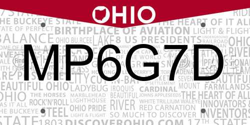 MP6G7D Ohio License Plate