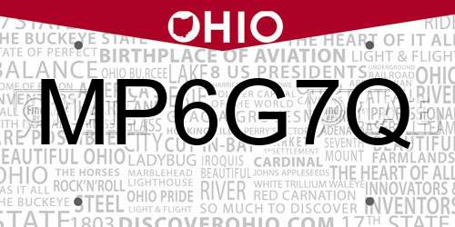 MP6G7Q Ohio License Plate