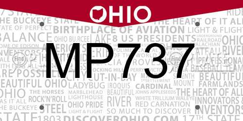 MP737 Ohio License Plate