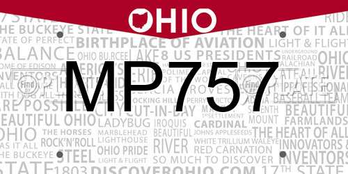 MP757 Ohio License Plate