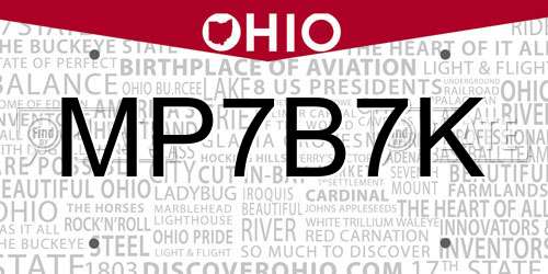 MP7B7K Ohio License Plate