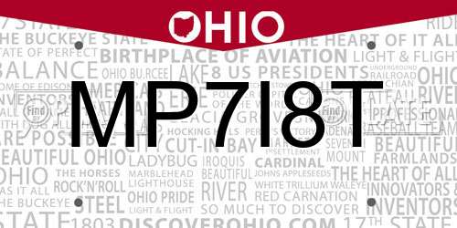MP7I8T Ohio License Plate