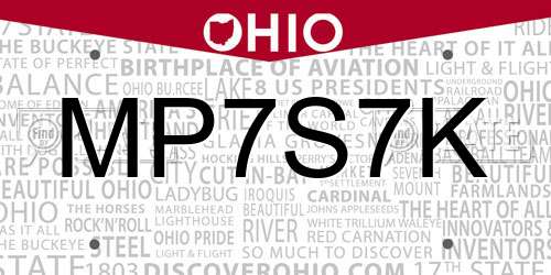 MP7S7K Ohio License Plate