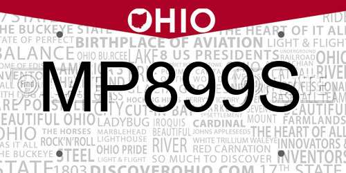 MP899S Ohio License Plate