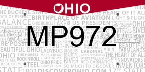 MP972 Ohio License Plate