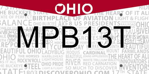 MPB13T Ohio License Plate