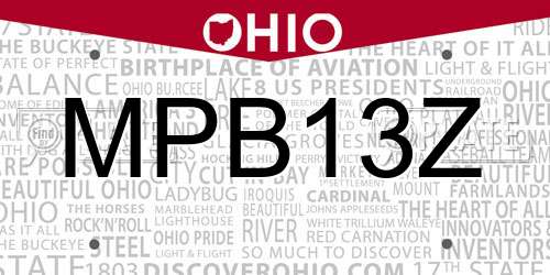 MPB13Z Ohio License Plate