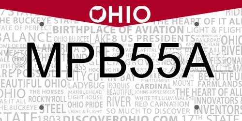 MPB55A Ohio License Plate