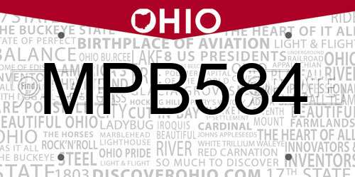 MPB584 Ohio License Plate