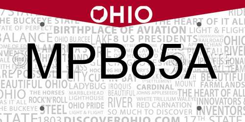MPB85A Ohio License Plate