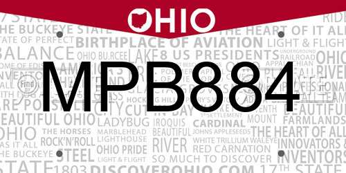 MPB884 Ohio License Plate