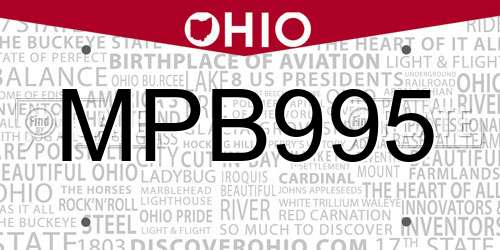 MPB995 Ohio License Plate