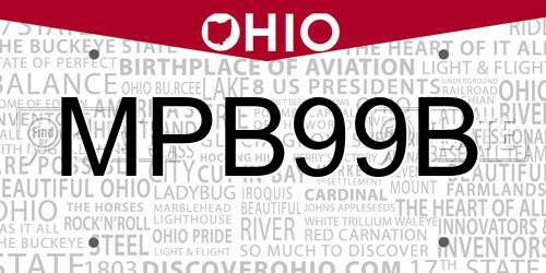 MPB99B Ohio License Plate