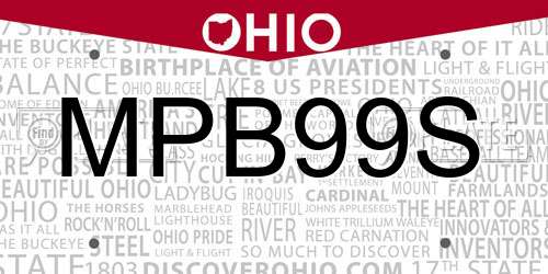MPB99S Ohio License Plate