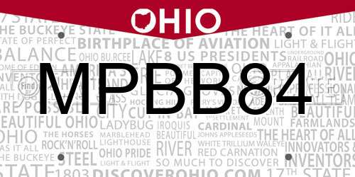 MPBB84 Ohio License Plate