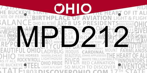MPD212 Ohio License Plate