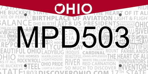 MPD503 Ohio License Plate