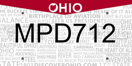 MPD712 Ohio License Plate