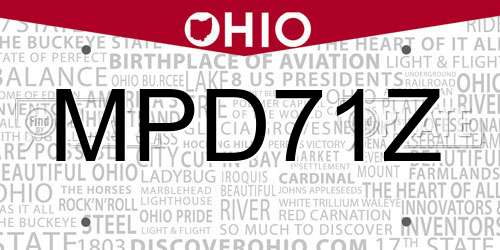MPD71Z Ohio License Plate