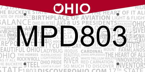 MPD803 Ohio License Plate