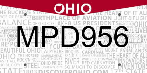 MPD956 Ohio License Plate