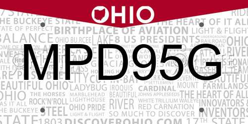 MPD95G Ohio License Plate