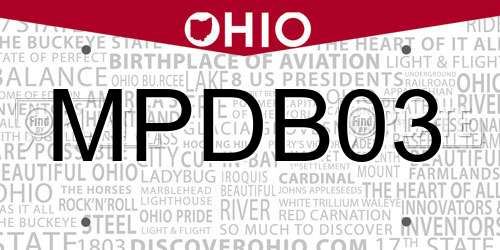 MPDB03 Ohio License Plate