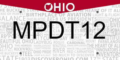MPDT12 Ohio License Plate