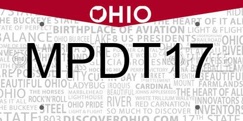MPDT17 Ohio License Plate