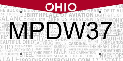 MPDW37 Ohio License Plate