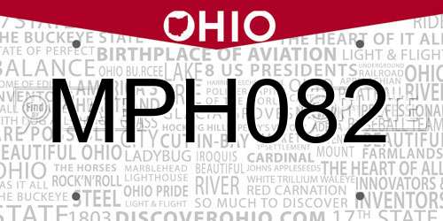MPH082 Ohio License Plate