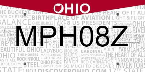 MPH08Z Ohio License Plate