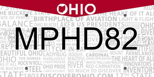 MPHD82 Ohio License Plate