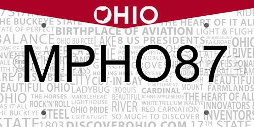 MPHO87 Ohio License Plate