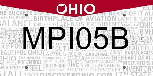 MPI05B Ohio License Plate