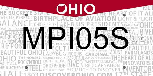 MPI05S Ohio License Plate